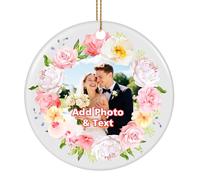 Décoration de Noël personnalisée avec photo personnalisée, ajoutez du texte d'image avec impression recto-verso - Décoration commémorative en céramique à suspendre, mariage, remise de diplôme