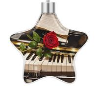 Décoration de Noël personnalisée avec rose rouge sur piano - Décoration de Noël tendance et intéressante à suspendre pour sapin de Noël, vacances, fête de mariage