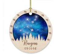 Décoration de Noël personnalisée avec signe astrologique de la Vierge, décoration de Noël 2025, date et nom personnalisés pour les amants de la Vierge, cadeaux pour les meilleures, constellation de la
