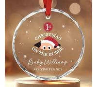 Décoration de Noël personnalisée de grossesse, 1er Noël à l'intérieur du nom et de la date du bébé, ornement de vacances personnalisé pour futurs parents, cadeau de bébé à naître pour maman et papa