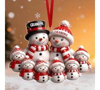 Décoration de Noël Personnalisée en Acrylique, Famille de Bonhommes de Neige pour Sapin, 2-8 Noms, Cadeau Familial (style6)