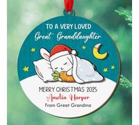 Décoration de Noël personnalisée en bois avec inscription « Great Granddaughter » 2025 à une arrière-petite-fille très aimée de la part de l'arrière-grand-père, arrière-grand-mère, année et nom