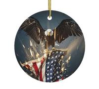 Décoration de Noël personnalisée en céramique avec aigle à tête blanche d'Amérique du Nord, décorations d'arbre de Noël, souvenir, ornements amusants