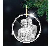 Décoration de Noël personnalisée en cristal gravé, cadeau photo, décoration de Noël pour jeunes mariés, décoration de Noël personnalisée, décoration de Noël personnalisée, cadeaux de jeunes mariés,