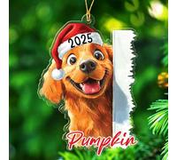 Décoration de Noël personnalisée en forme de chien Golden Retriever avec nom de l'année, cadeau de Noël amusant pour les amoureux et les propriétaires de chiens, décorations de Noël personnalisées à