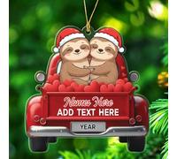 Décoration de Noël personnalisée en forme de paresseux 2025 Mr & Mrs Paresseux, cadeau de fiançailles pour futur marié, texte personnalisé date et noms de couple marié, ornements de paresseux pour