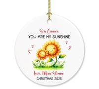 Décoration de Noël personnalisée en forme de tournesol pour fils de la part de Dad Mom, Son You are My Sunshine Décoration de Noël 2025, Année et nom personnalisés Tournesols à suspendre pour bébé