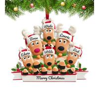 Décoration de Noël personnalisée en Forme d'élan, Ornement en résine à Suspendre, personnalisé avec Les Noms des Membres de la Famille.