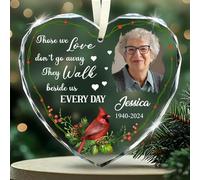 Décoration de Noël personnalisée en forme d'oiseau rouge pour la famille et les amis - Décoration d'arbre en verre - Ornement souvenir du paradis