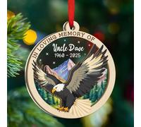 Décoration de Noël personnalisée en mémoire d'amour - Décoration de Noël au paradis à 2 couches en bois et acrylique - Cadeau de condoléances pour la perte de l'oncle, maman, papa, nom personnalisé et