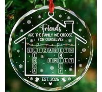Décoration de Noël personnalisée en verre avec mots croisés « Friends are The Family We Choose for Ourselves » (« Friends are The Family We Choose for Ourselves ») - Décoration de sapin de Noël
