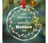Décoration de Noël personnalisée en verre avec nom, cadeau pour les nouveaux oncles de la nièce, neveux, couronne d'oncle, décoration de sapin de Noël personnalisée 2025