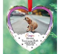 Décoration de Noël personnalisée en verre avec nom et photo de chien pour la perte d'un chien, Forever in Our Hearts Gone But Never Forgotten - Décoration de Noël 2025, animaux de compagnie en mémoire