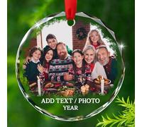 Décoration de Noël personnalisée en verre avec texte pour famille, papa, maman, grand-père, grand-mère, ajouter une photo, décoration de Noël 2025, décoration de Noël personnalisée de fils, fille