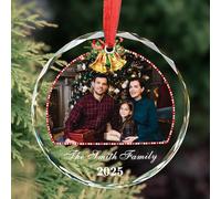Décoration de Noël personnalisée en verre de cristal, pendentif personnalisé à suspendre pour décoration d'arbre, cadeau pour famille, couples, amis, anniversaire