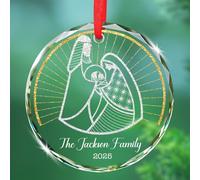 Décoration de Noël personnalisée en verre pour crèche de Noël, Jésus est né - Décoration de Noël 2025 - Nom personnalisé - Décoration religieuse chrétienne pour sapin de Noël - Cadeau pour famille