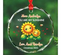 Décoration de Noël personnalisée en verre pour nièce « You are My Sunshine » 2025, décoration de Noël souvenir pour anniversaire de mariage, texte et nom personnalisés, cadeau de Noël pour enfants de