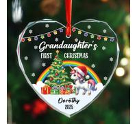 Décoration de Noël personnalisée en verre pour petite-fille avec nom, décoration de sapin de Noël licorne pour petite-fille, cadeaux pour nouveaux grands-parents, ornements de Noël personnalisés pour