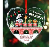 Décoration de Noël personnalisée en verre « To A Special Grandson On Your First Christmas » - Décoration de Noël 2025 pour nouveaux grands-parents - Année personnalisée et nom de petit-fils