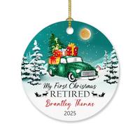 Décoration de Noël personnalisée « My First Christmas Retired » - Cadeau pour les grands-parents, grand-père, grand-mère, nom personnalisé - Année du 1er Noël - Décoration de retraite