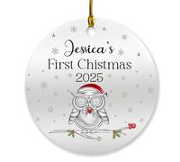 Décoration de Noël personnalisée pour bébé 2025, décoration de premier sapin de Noël en forme de chouette, cadeau souvenir pour garçon, fille, nouveau-né, décoration de 1er Noël à suspendre