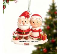 décoration de noël personnalisée pour Couple père noël et mme,Ornement personnalisé m. et mme, avec Inscription «Growing Old Together»Décoration romantiqu，Couple Cadeau Romantique-B