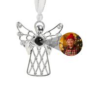 Décoration de Noël Personnalisée pour Sapin - Ornement Photo avec Projection, Pendentif Personnalisé Suspendu en Ange avec Images à l’Intérieur, Cadeau pour Famille et Couple