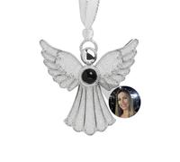 Décoration de Noël Personnalisée pour Sapin - Ornement Photo avec Projection, Pendentif Personnalisé Suspendu en Ange avec Images à l’Intérieur, Cadeau pour Famille et Couple