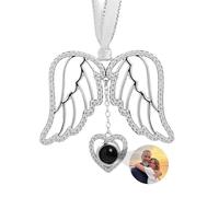 Décoration de Noël Personnalisée pour Sapin - Ornement Photo avec Projection, Pendentif Personnalisé Suspendu en Ange avec Images à l’Intérieur, Cadeau pour Famille et Couple
