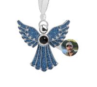 Décoration de Noël Personnalisée pour Sapin - Ornement Photo avec Projection, Pendentif Personnalisé Suspendu en Ange avec Images à l’Intérieur, Cadeau pour Famille et Couple