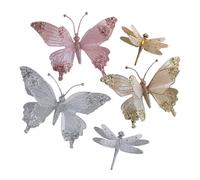 Décoration de Noël portable en forme de papillon - Couleur vive - Efficace pour l'intérieur et l'extérieur - Décorations à suspendre pour sapin de Noël et libellules