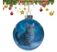 Décoration de Noël pour Chat Décoration Festive avec Chat dans une Boule | Pendentif à Suspendre Hiver Intérieur Maison Salon Voiture Rétroviseur Fenêtre Mur Cheminée et Anglais et court
