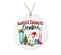 Décoration de Noël pour dentiste - Décoration de Noël pour clinique dentaire - Dents mignonnes - Souvenir de vacances en céramique - Décoration d'arbre de Noël imprimée des deux côtés