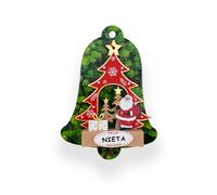 Décoration de Noël pour famille en forme d'arbre de Noël avec message « Happy Christmas », motifs de Père Noël, bonhomme de neige et cadeaux (père Noël, petite-fille)
