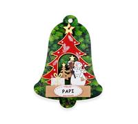 Décoration de Noël pour famille en forme d'arbre de Noël, décoration avec message « Happy Christmas », motifs de Père Noël, bonhomme de neige et cadeaux (bonhomme de neige, papa)