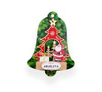 Décoration de Noël pour famille, en forme d'arbre de Noël, décoration avec message « Happy Christmas », motifs de Père Noël, bonhomme de neige et cadeaux (père Noël, grand-mère)