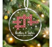 Décoration de Noël pour frère et sœur, décoration de mots croisés personnalisée, Brothers & Sisters Forever Link Together, ornements de mots croisés en verre, cadeaux pour la famille frères et sœurs