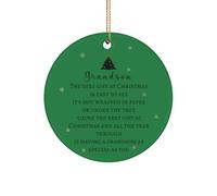 Décoration de Noël pour petit-fils de la part des grands-parents Poème sentimental Idée souvenir pour homme et adolescent 7,6 cm Décoration ronde en céramique pour lui