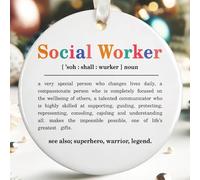 Décoration de Noël pour travailleuse sociale - Cadeaux de travailleurs sociaux pour femme - Ornement de remerciement en céramique (travailleur social)