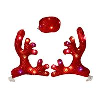 Décoration de Noël pour voiture | Noël mignon imperméable avec lumière LED - Kit de bois de renne et nez pour décoration de voiture, pour les vacances d'hiver, le Nouvel An, les réunions de famille et