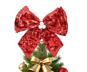 Décoration de Noël réfléchissante avec base en | Nœud à paillettes pour table de maison, bureau, vitrine, cheminée, table de salle à manger, vacances, anniversaire