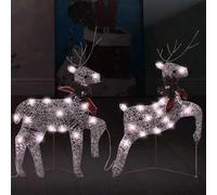 vidaXL 2x Rennes de Noël Rennes Éclairés Décoration de Vacances Ornement de Noël Décoration de Fête Maison Intérieur Doré 40 LED Acrylique Doré G