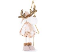 Décoration de Noël, renne avec ruban doré, rose, 50 cm