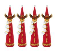 Décoration de Noël renne décoration de Noël renne figurine de l'Avent, rouge blanc or marron, plastique, LxH 3,5x18 cm, lot de 4