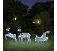 Décoration de Noël Renne et traîneau 60 LED extérieur Blanc Blanc G