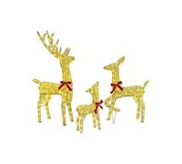 Décoration de Noël - - Rennes 3 pcs - Tissu - Blanc chaud - 68 x 26 x 127 cm