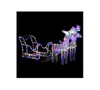 vidaXL Décoration de Noël Rennes et traîneau 160 LED 130 cm Acrylique