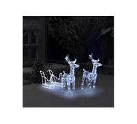 vidaXL Décoration de Noël Rennes et traîneau 160 LED 130 cm acrylique