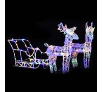 Décoration de Noël Rennes et Traîneau 160 LED 130cm Acrylique Extérieur vidaXL