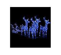 vidaXL Décoration de Noël Rennes et traîneau 280x28x55 cm Acrylique